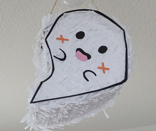 Mini Piñata Fantôme Halloween - Décoration De Table Ou Boîte à Bonbons - 18 Cm - Blanc - Pour Fête Effrayante